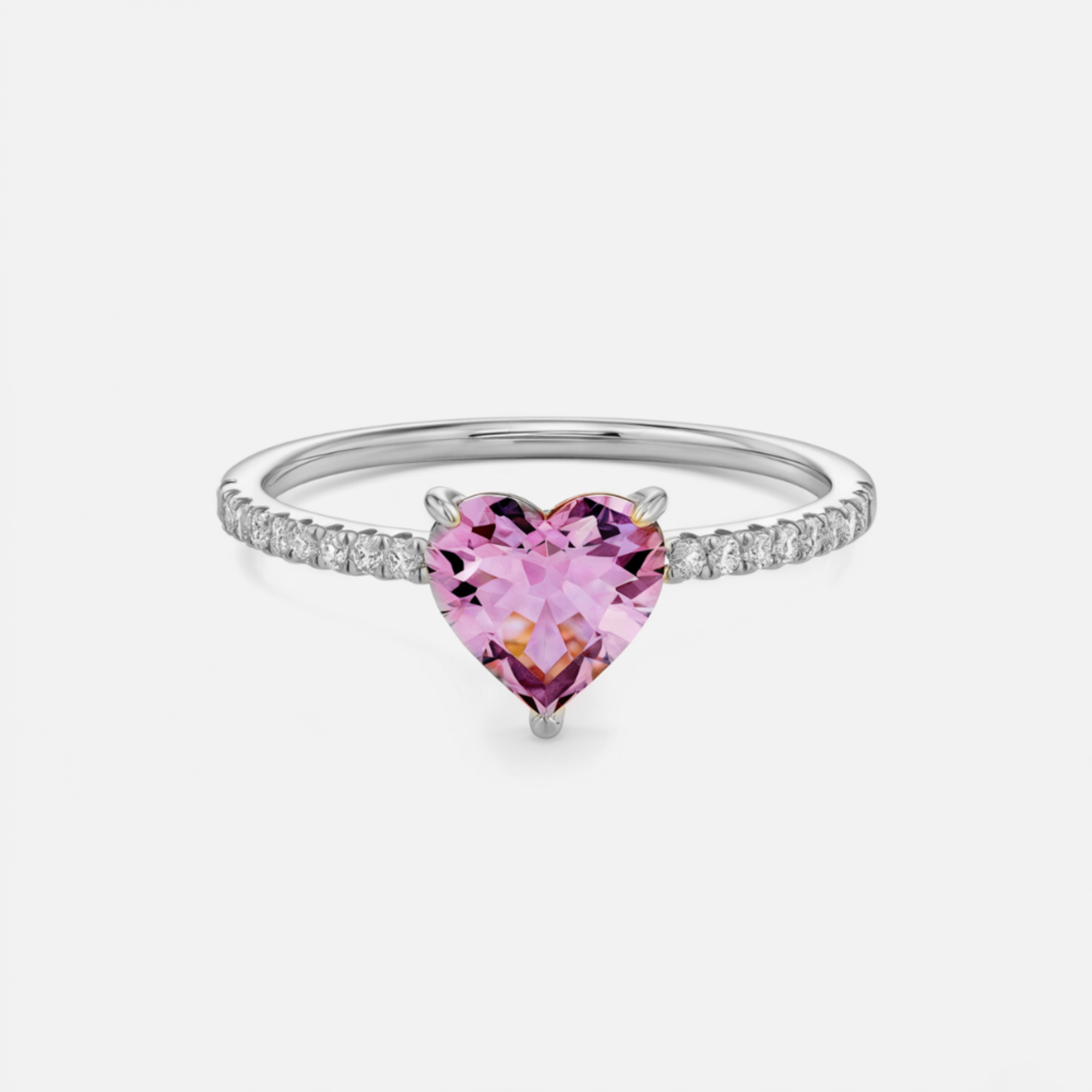Bague de fiançailles Moissanite, taille cœur