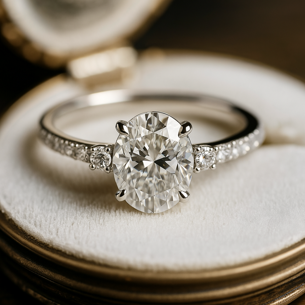 La Luna - Bague Moissanite en Or Jaune 18K