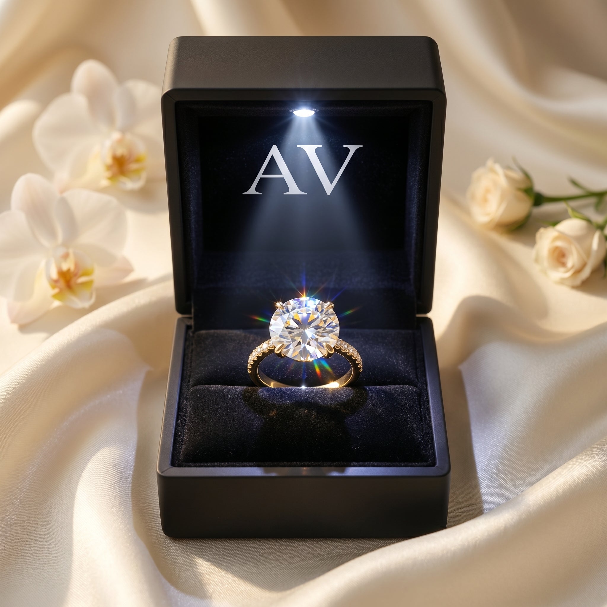 AI0009-ROU-5CT-PAVE-SOLIT - Premium LED Gift Box Presentation