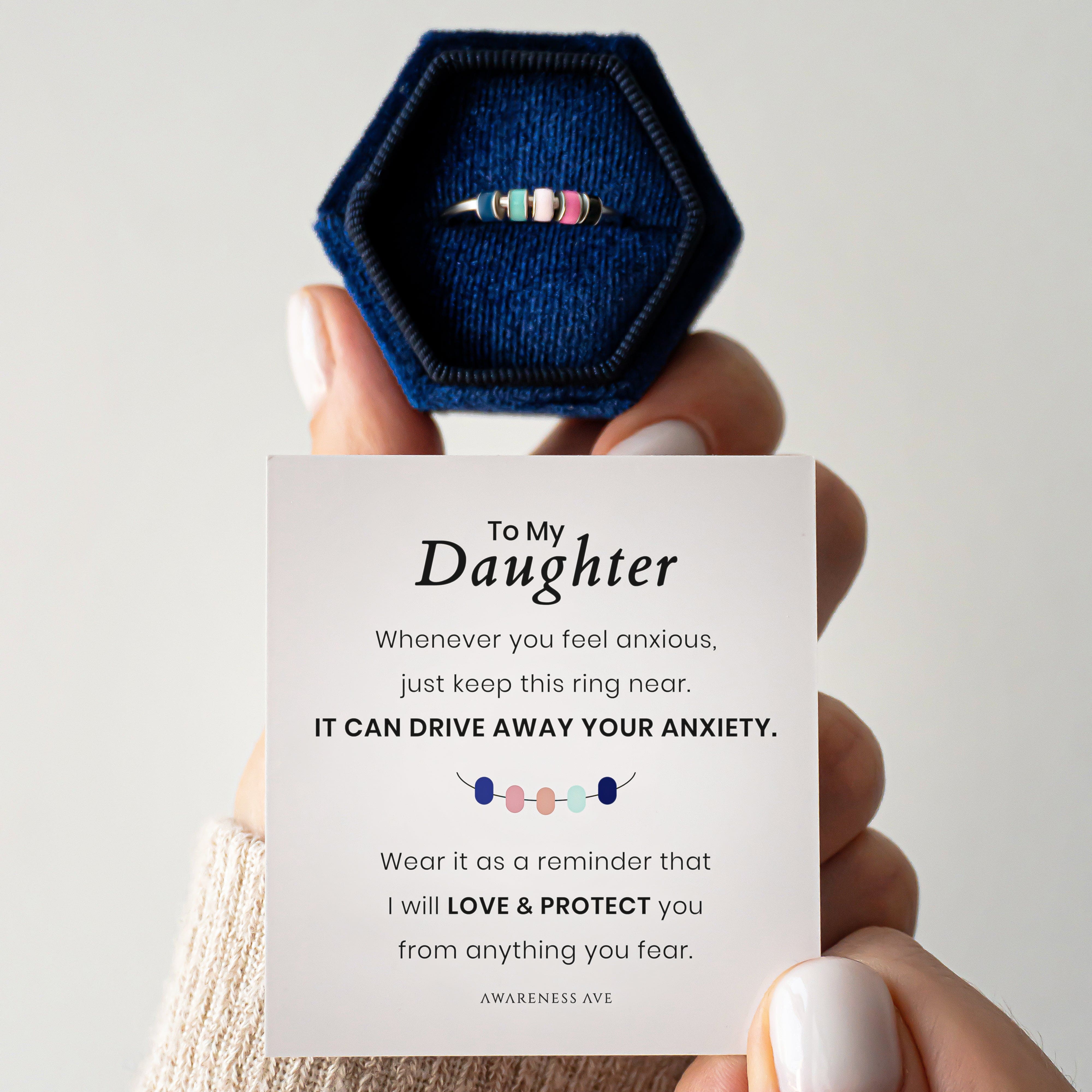 À Ma Fille | Bague Anti-Stress Émail Anti-Anxiété