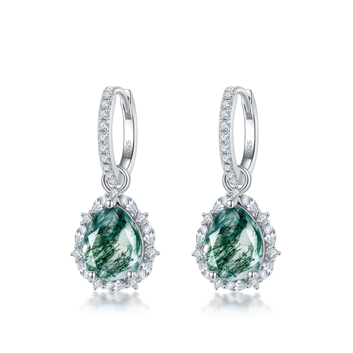 To My Wife | Teardrop Moss Agate Earrings - S925 Sterling Silver