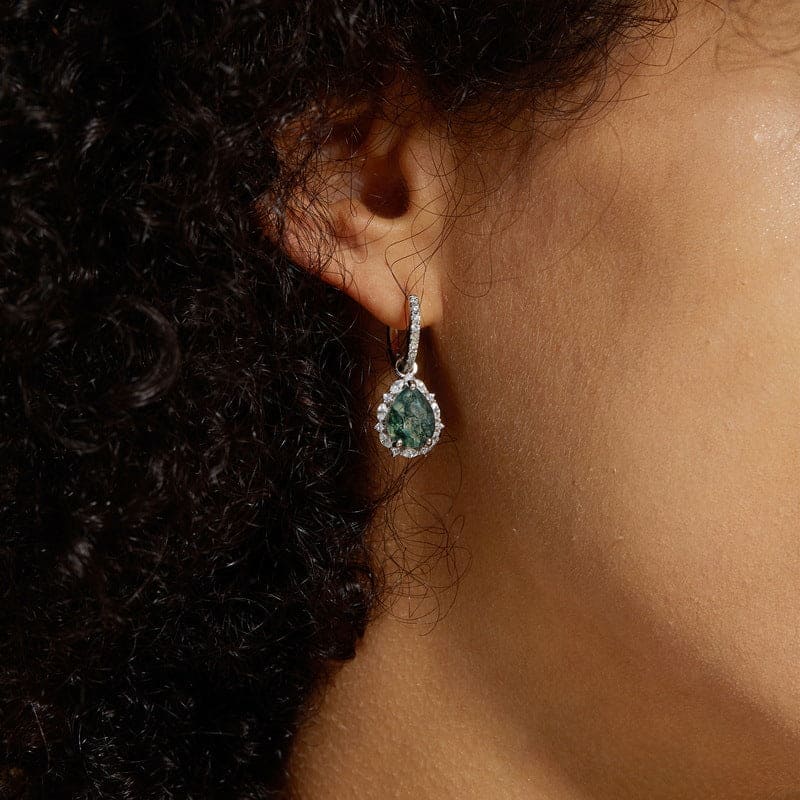 To My Wife | Teardrop Moss Agate Earrings - S925 Sterling Silver