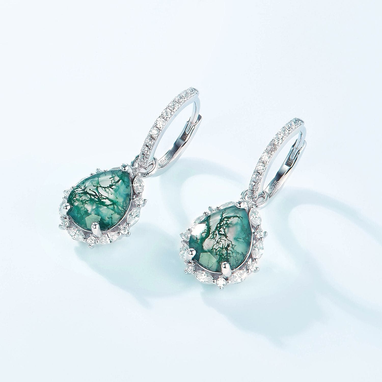 To My Wife | Teardrop Moss Agate Earrings - S925 Sterling Silver