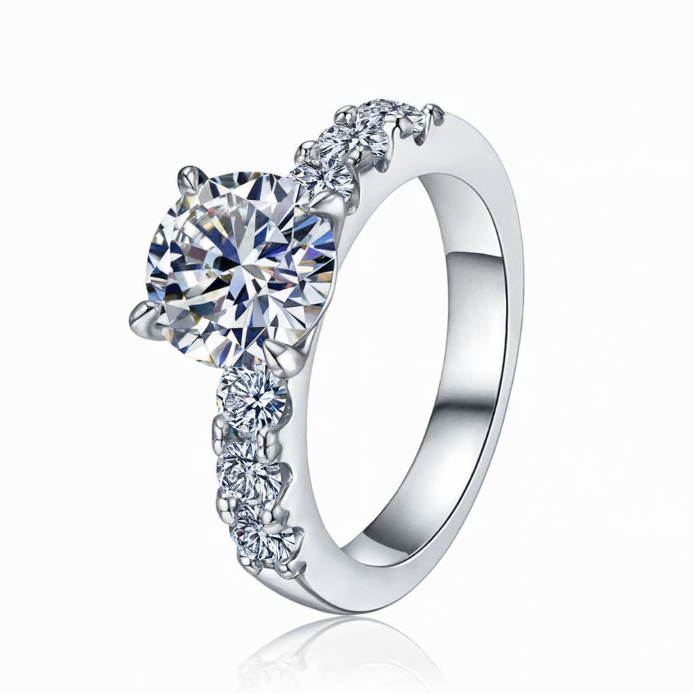 Bague d'éternité Moissanite, taille ronde 2CT