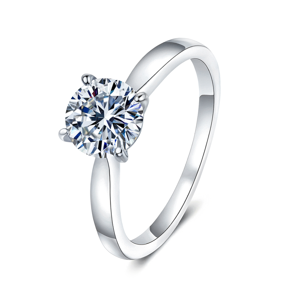 Bague solitaire moissanite taille brillant rond 1CT