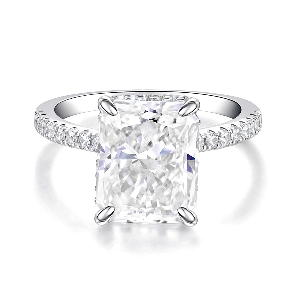 Bague d'éternité Moissanite taille radiant 4CT