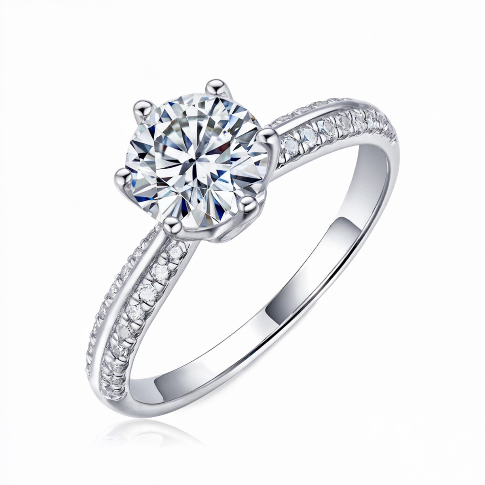 Bague d'éternité pavée moissanite, taille ronde 1CT
