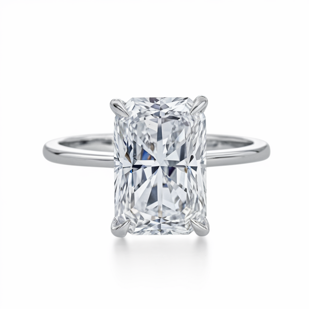 Bague solitaire moissanite taille radiant 5CT