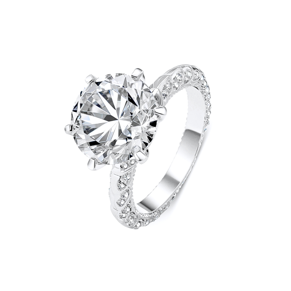Bague d'éternité moissanite vintage, taille ronde 5CT
