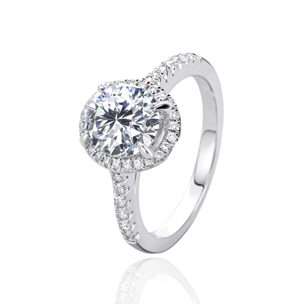 Bague d'éternité avec moissanite taille brillant rond 2CT