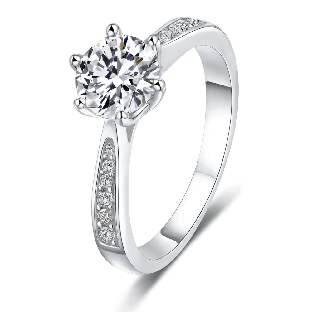 Bague d'éternité avec Moissanite taille brillant 2CT
