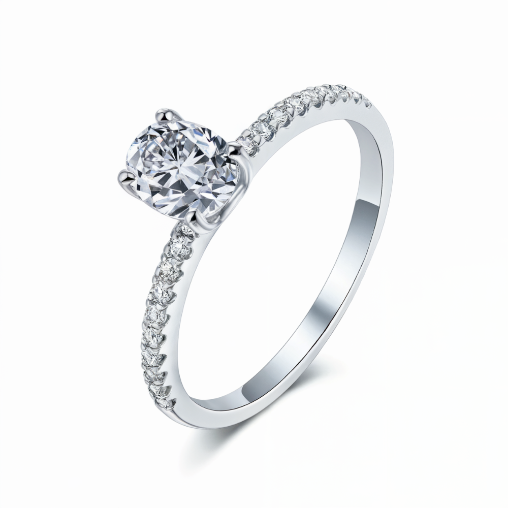 Bague d'éternité Moissanite taille ovale 2CT