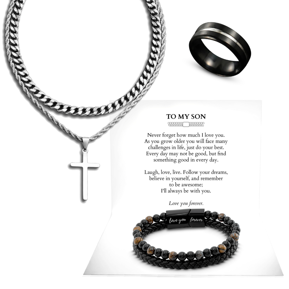 Ensemble de bijoux "Pour mon fils, je t'aime pour toujours"