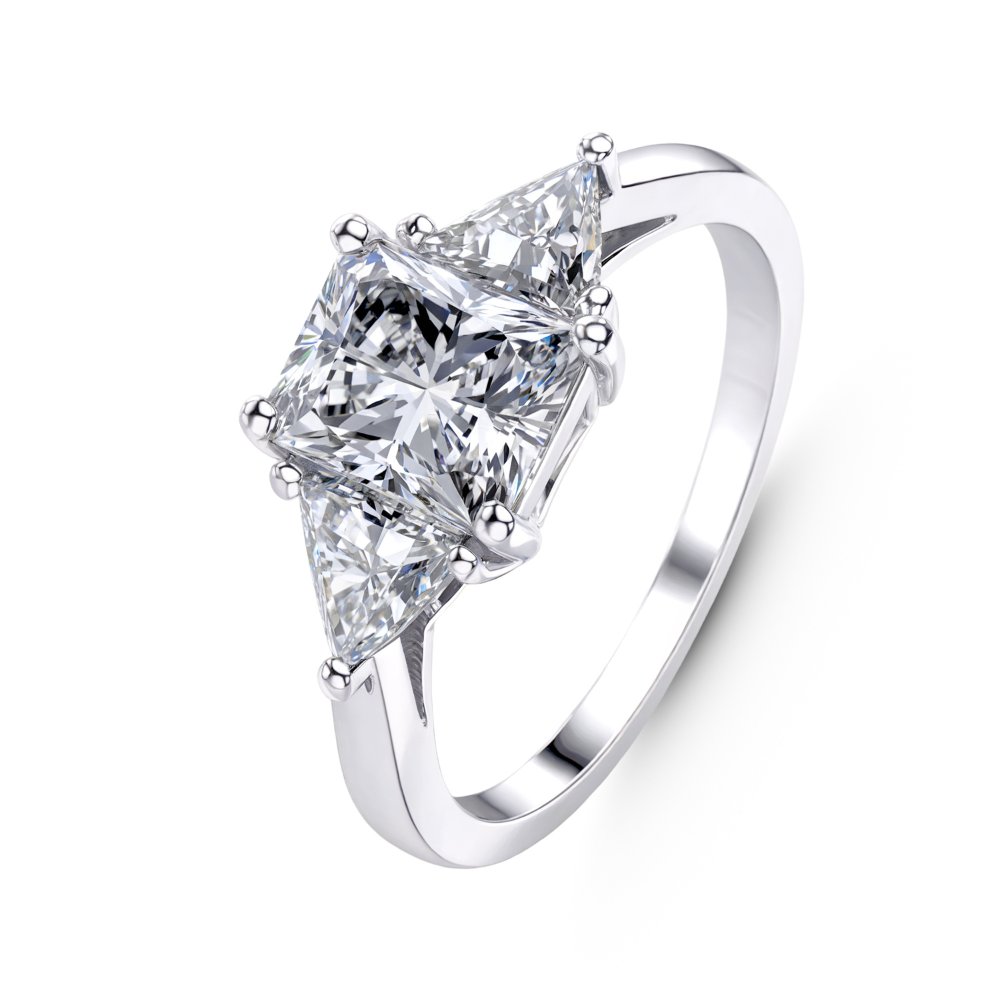 Bague solitaire 3 pierres Moissanite 3CT