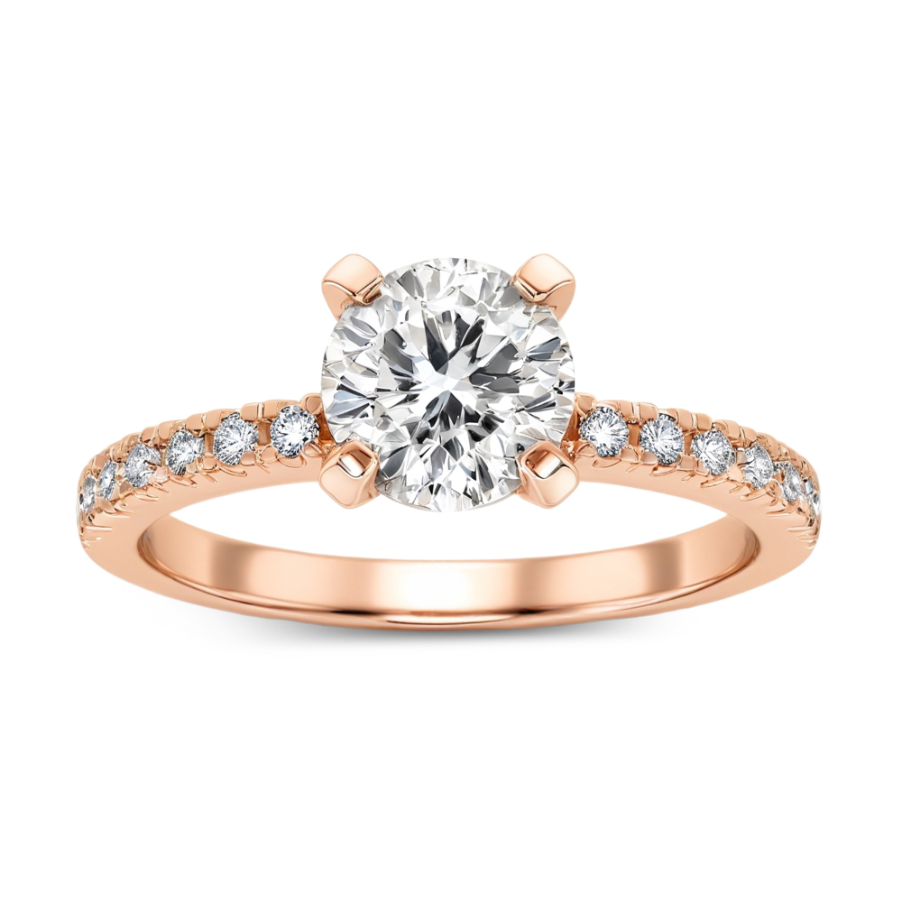 Bague d'éternité Moissanite rose, taille ronde 1CT