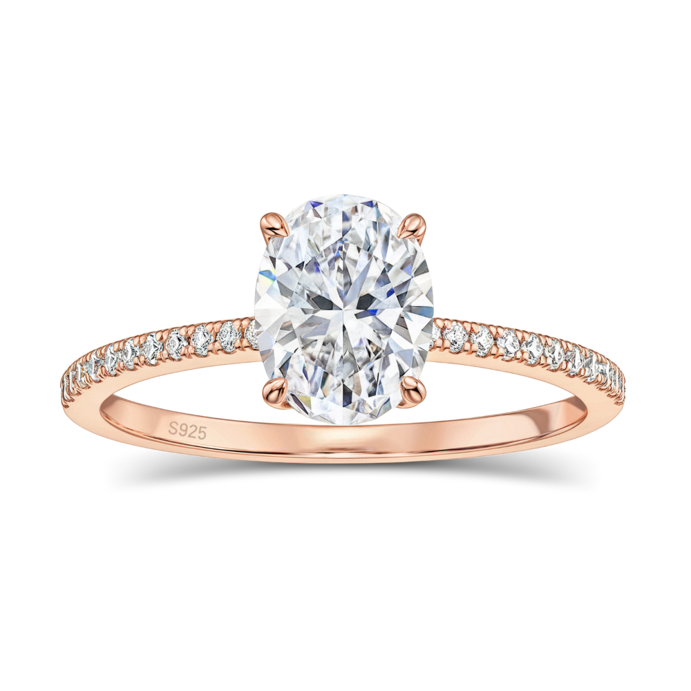 Bague Moissanite Or Rose Taille Ovale 3CT