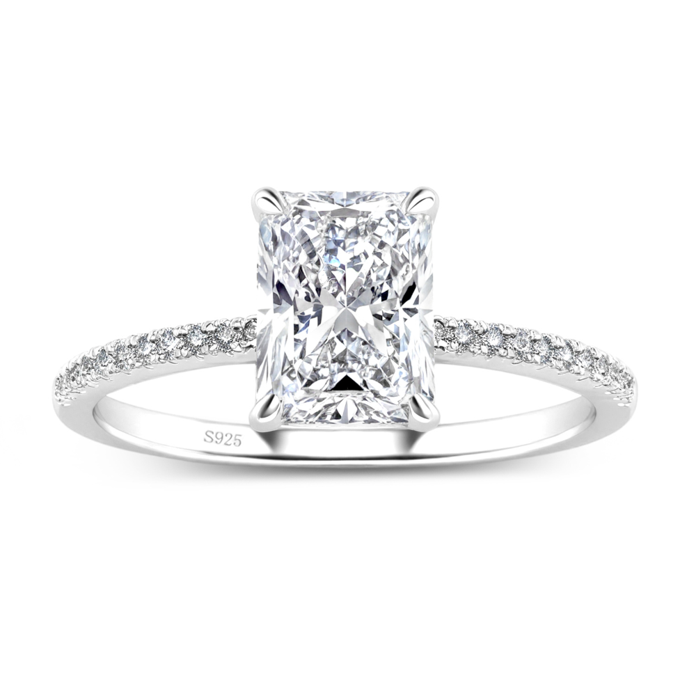 Bague d'éternité Moissanite taille radiant 3CT