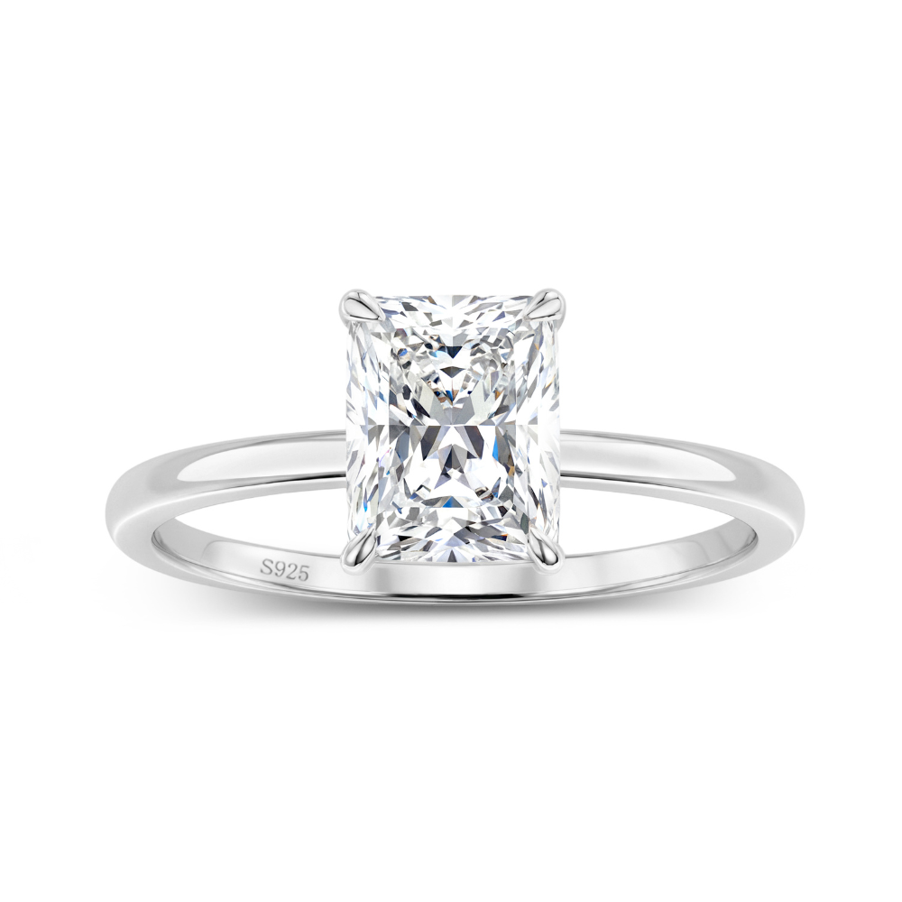 Bague solitaire moissanite taille radiant 3CT
