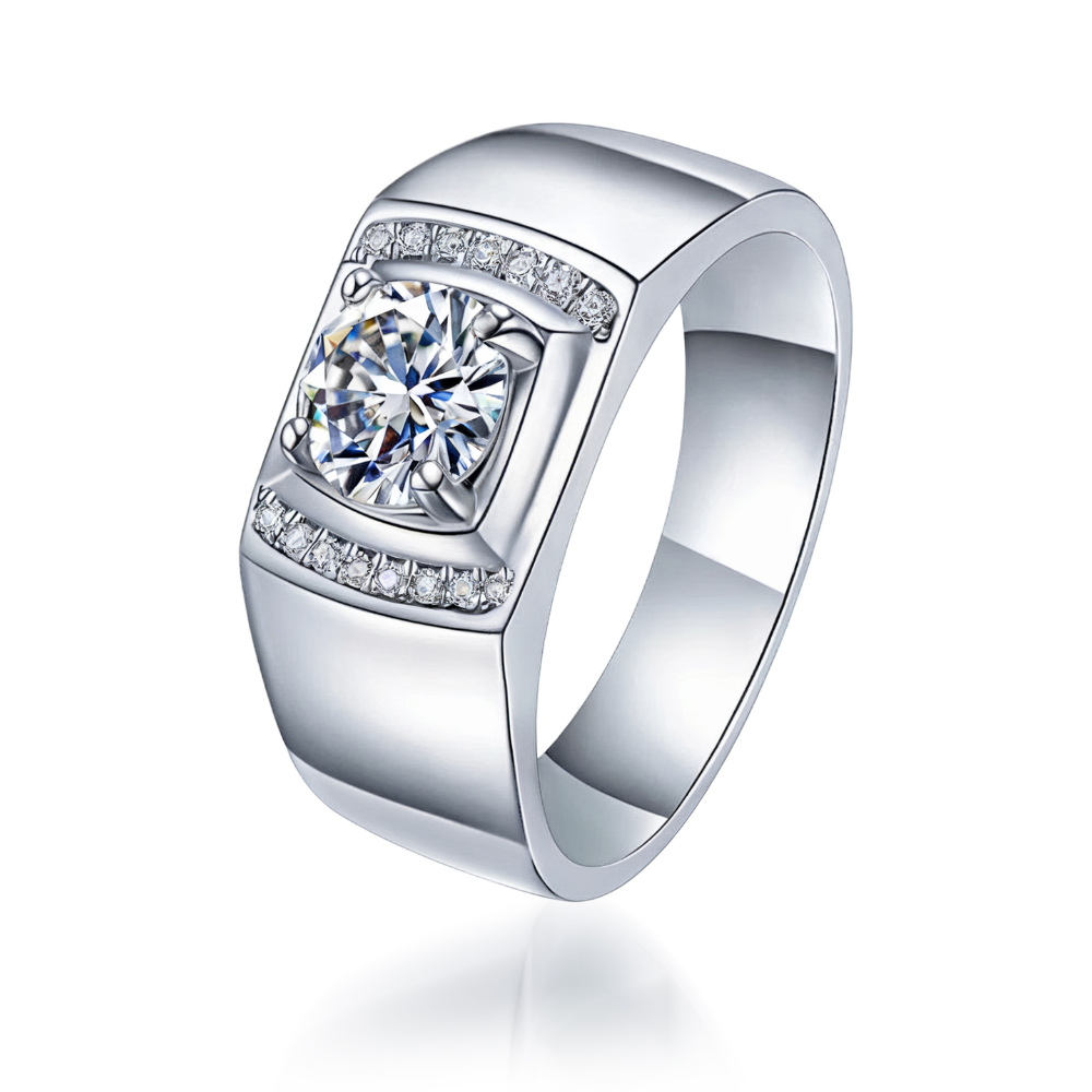Bague Moissanite Homme Taille Ronde 1CT