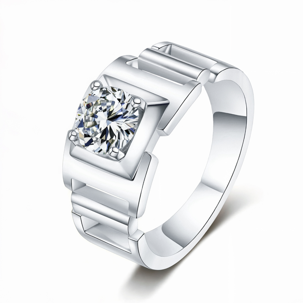 Bague Moissanite 1CT Homme