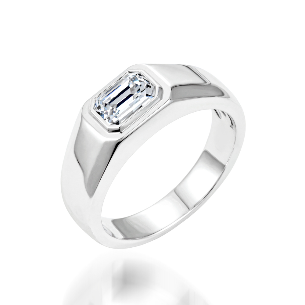 Bague Moissanite Homme, Monture Minimaliste