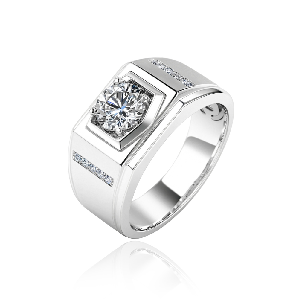 Bague de mariage Moissanite pour homme, taille ronde 1CT