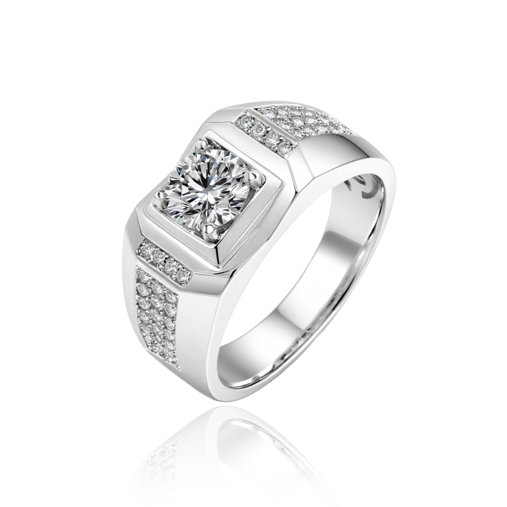 Bague d'éternité pour homme, Moissanite taille ronde 1CT