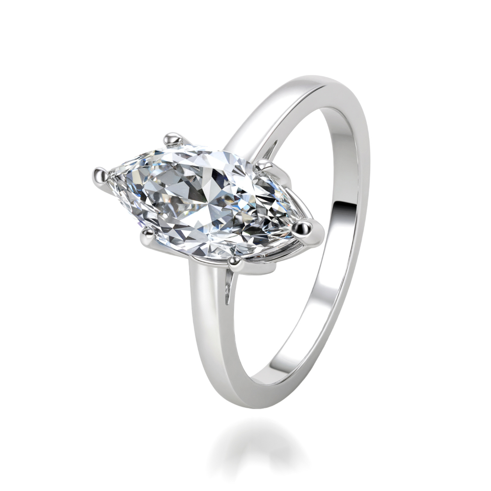 Bague solitaire moissanite taille marquise 1CT