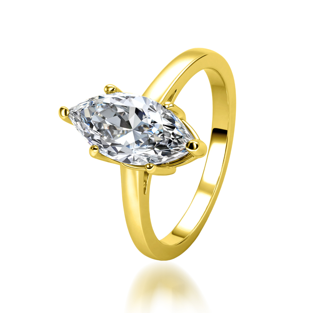 Bague Moissanite taille marquise 1CT — Vermeil Or 18K