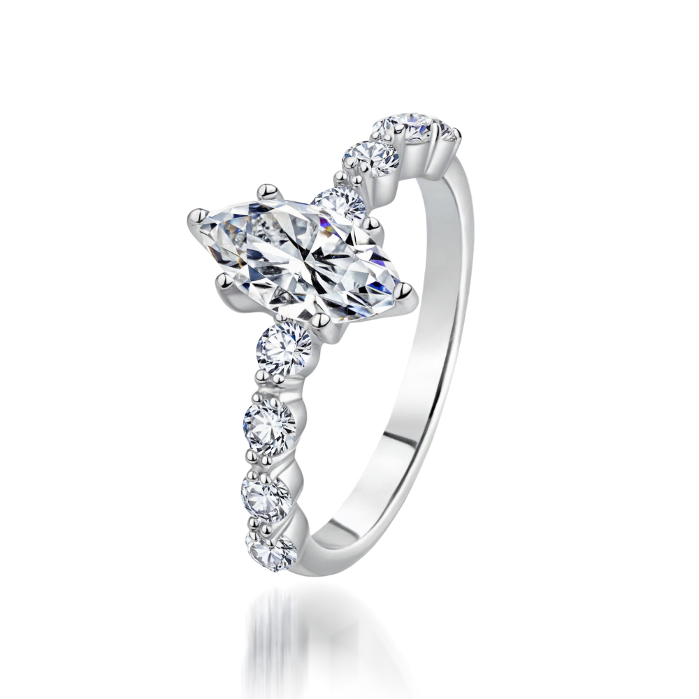 Bague demi-éternité marquise en moissanite 1CT