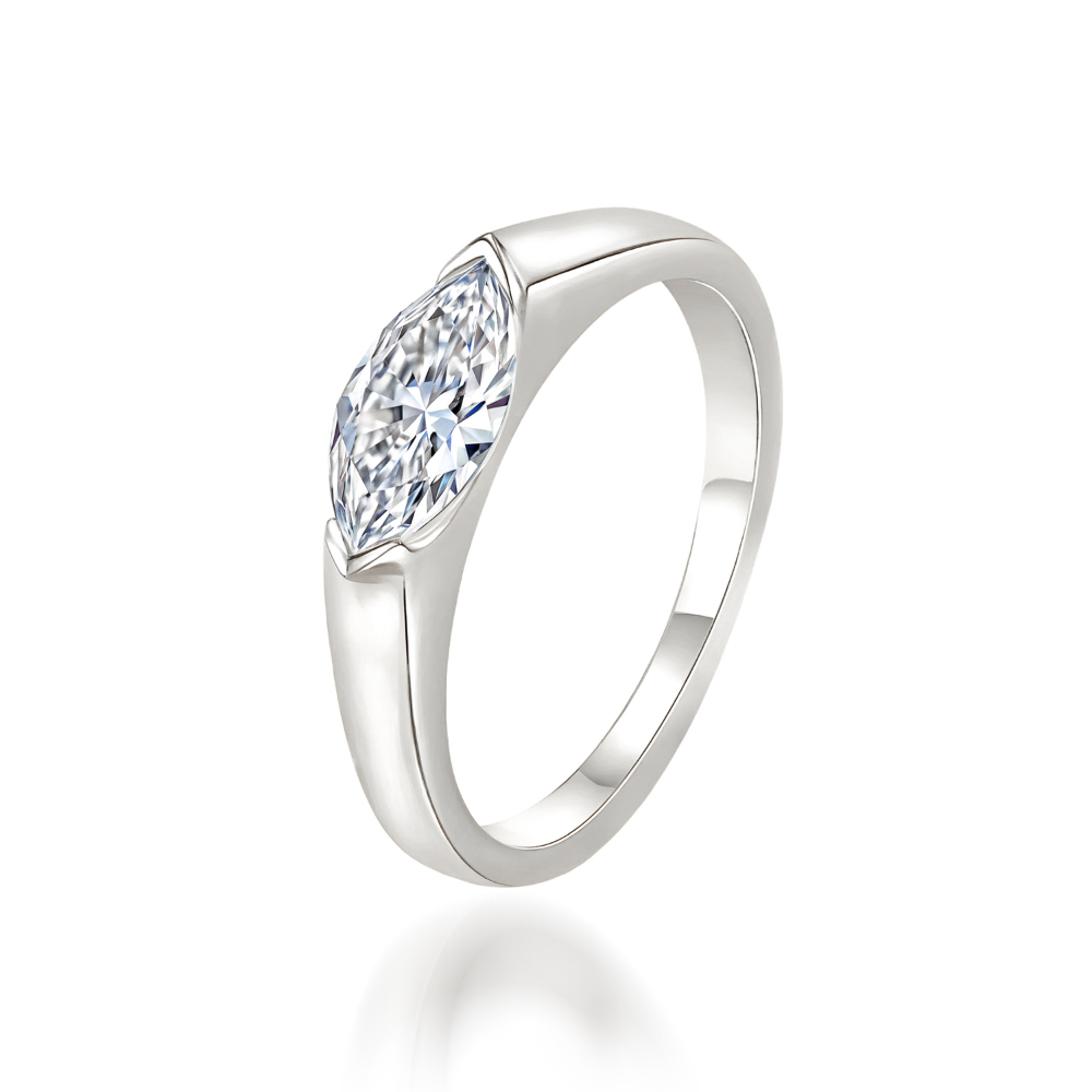 Bague Moissanite Marquise 1CT Est-Ouest