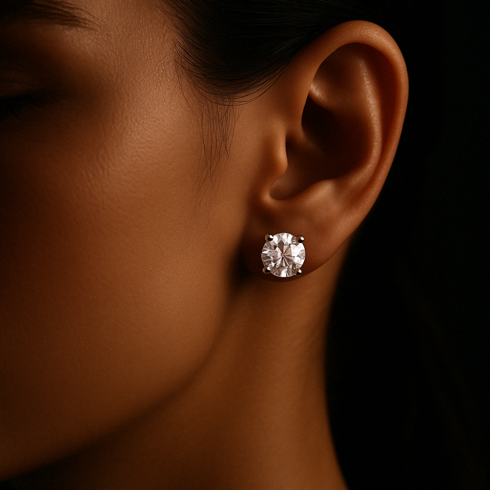 To My Beautiful Wife | Round Cut Moissanite Earrings | Gift For Her