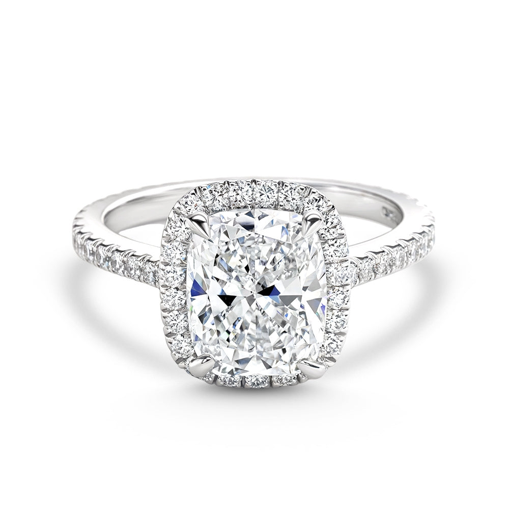 Bague Moissanite Halo, Taille Coussin 4CT