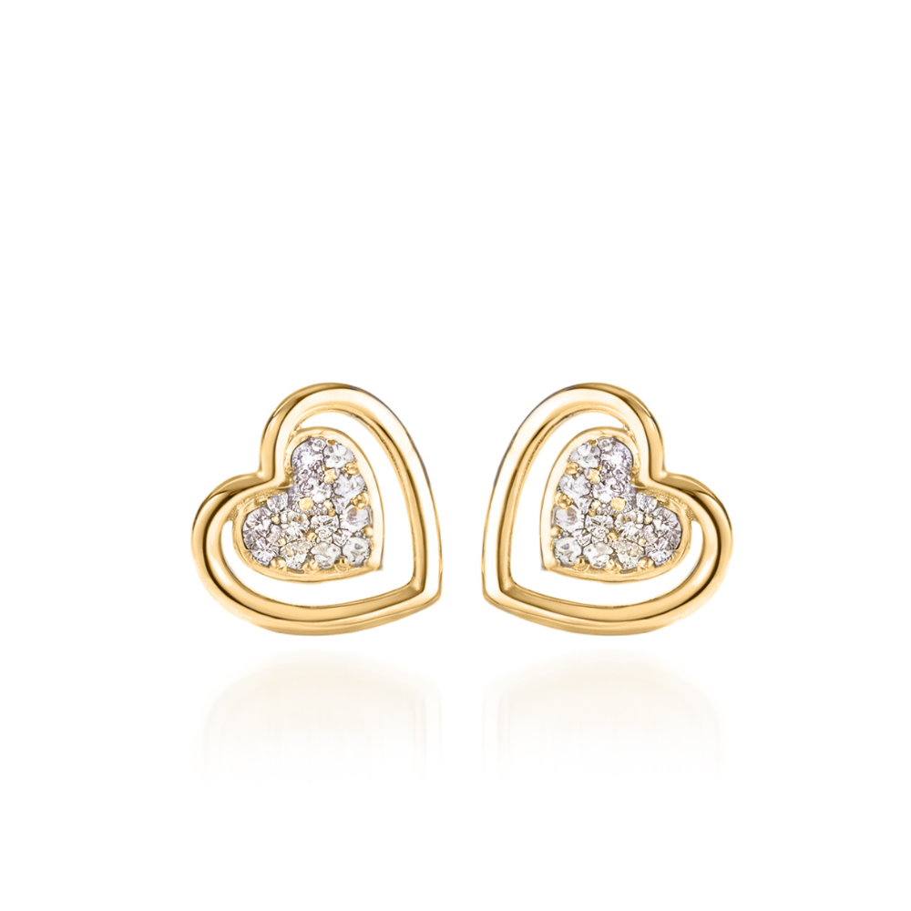 Boucles d'oreilles cœur en grappe de diamants