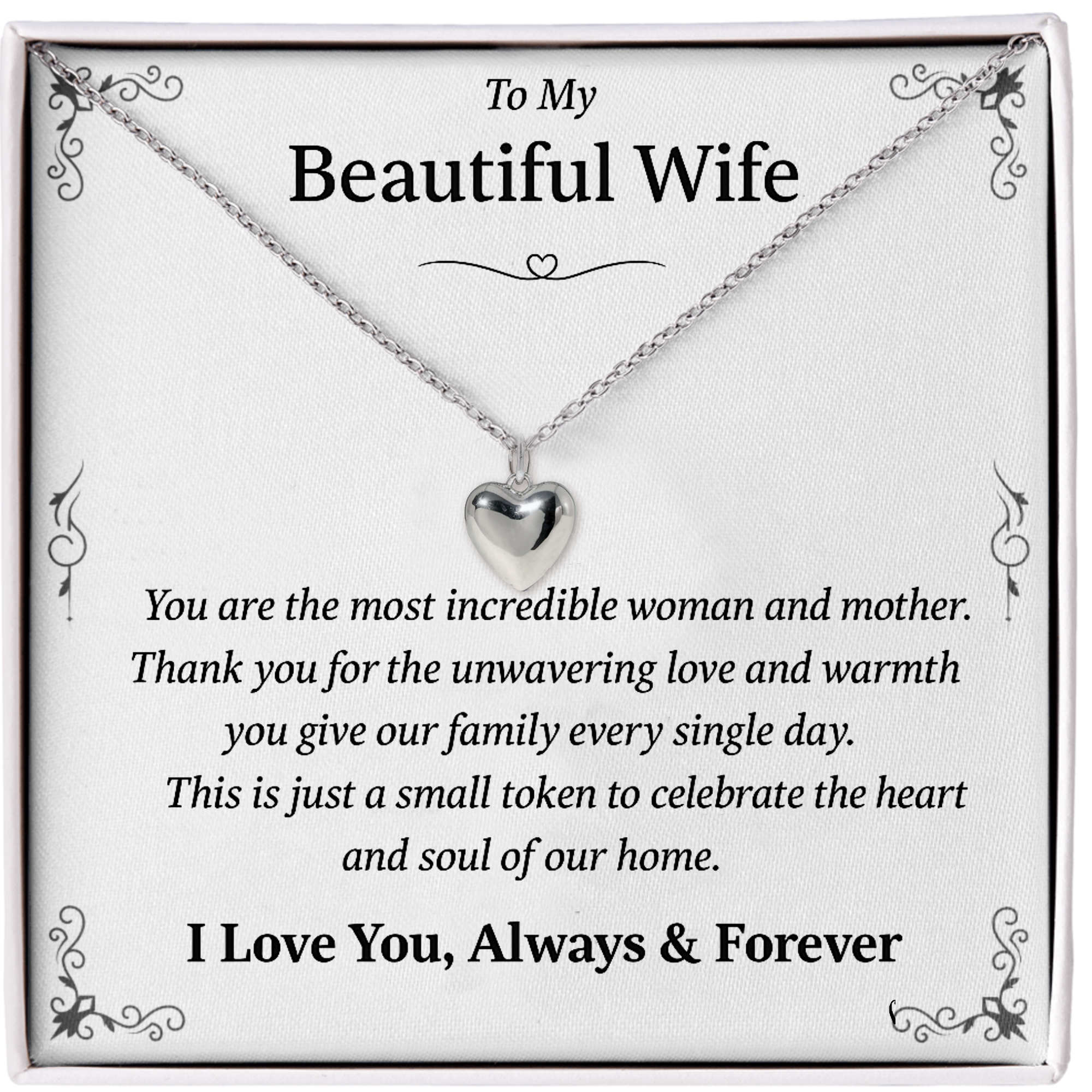 À ma magnifique épouse | Collier cœur épais