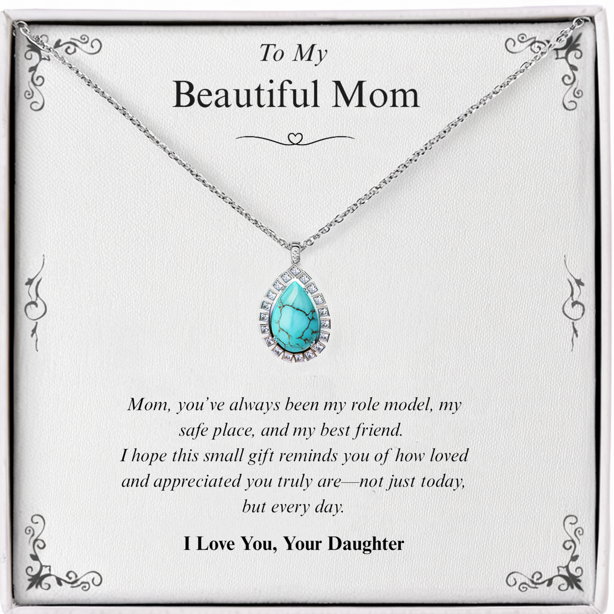 À Ma Maman Adorée | Collier Diamant Turquoise | De Sa Fille