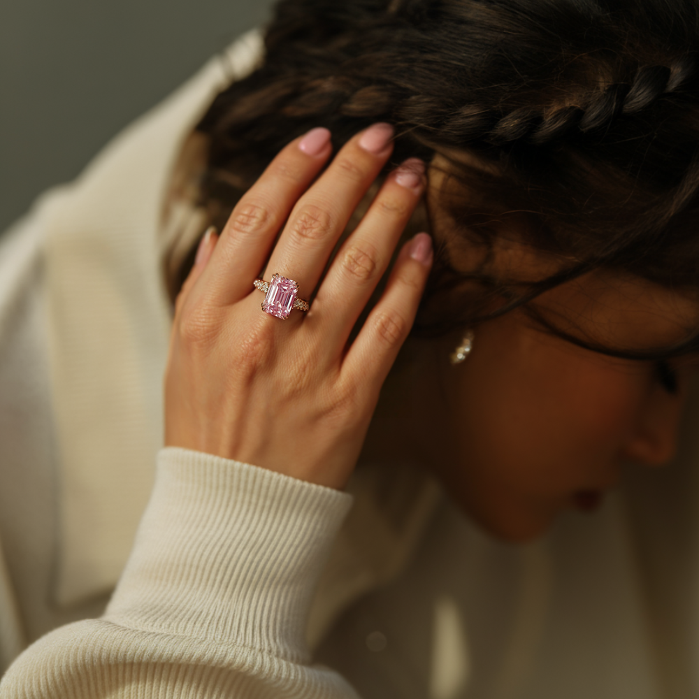 La Camilla - Bague Moissanite en Or Rose Massif 18K