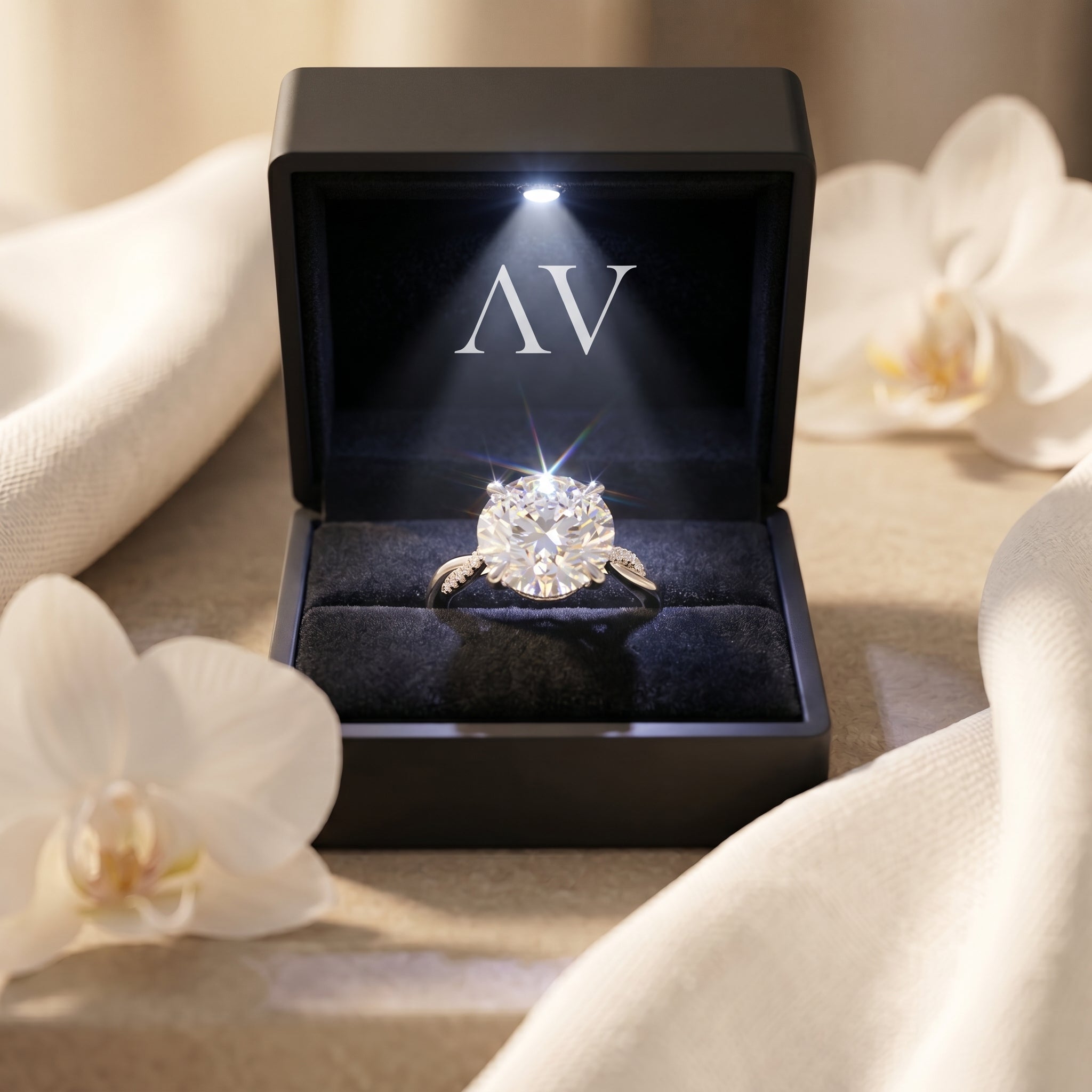 YLQ2580-ROU-5CT-TPAVE-3STN - Premium LED Gift Box Presentation
