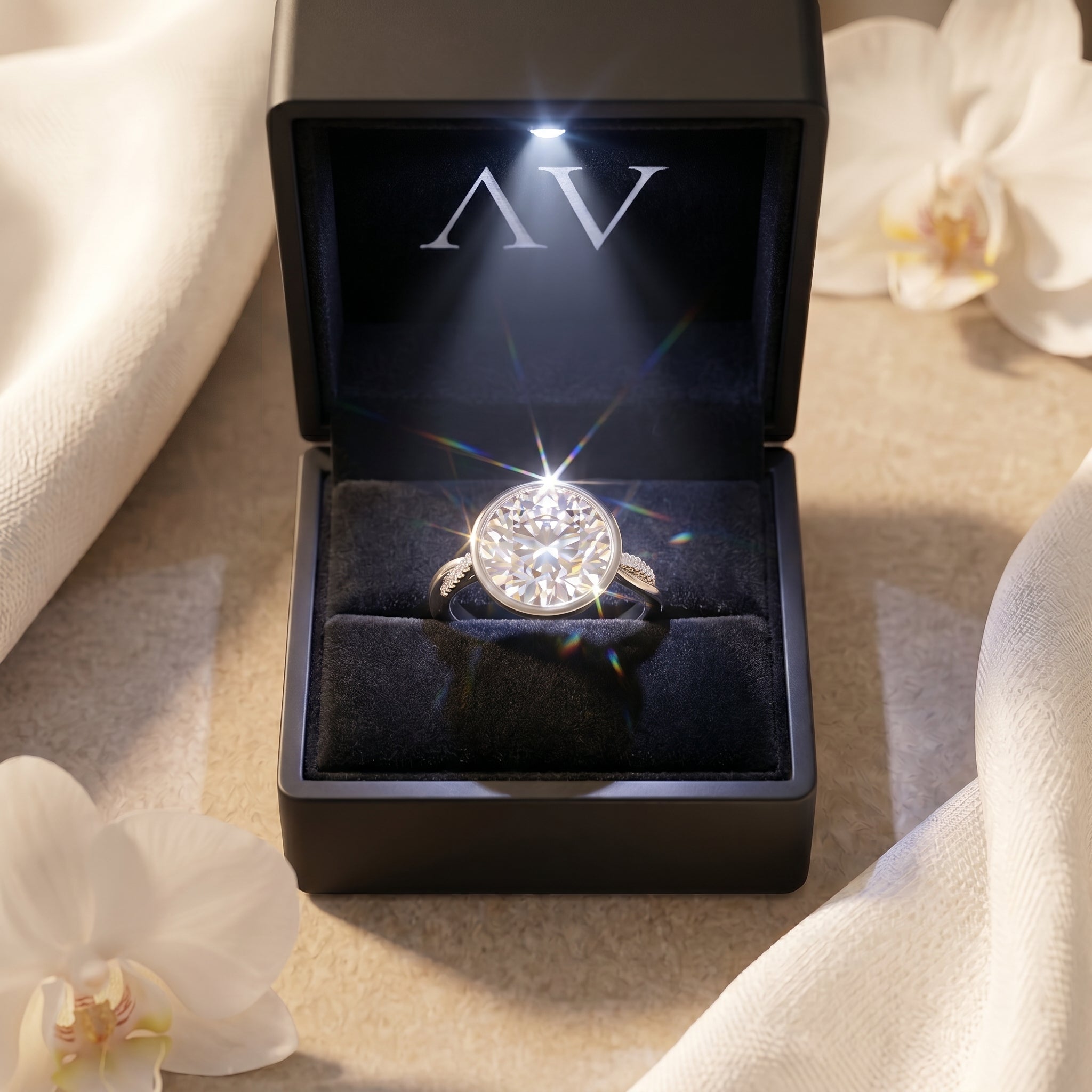 YLQ2580-ROU-5CT-TPAVE-BEZEL - Premium LED Gift Box Presentation