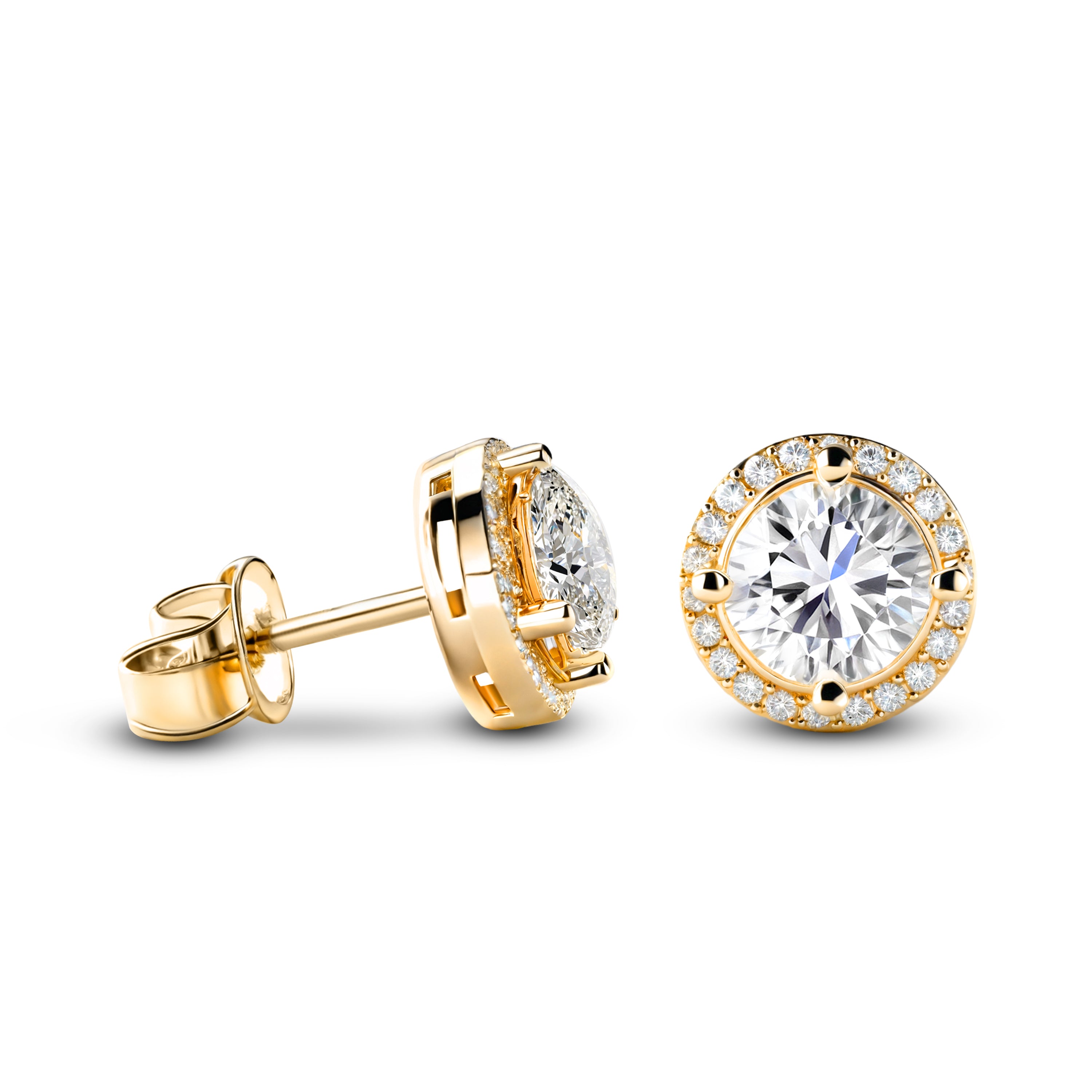 Boucles d'oreilles Eleanor Halo Moissanite Or
