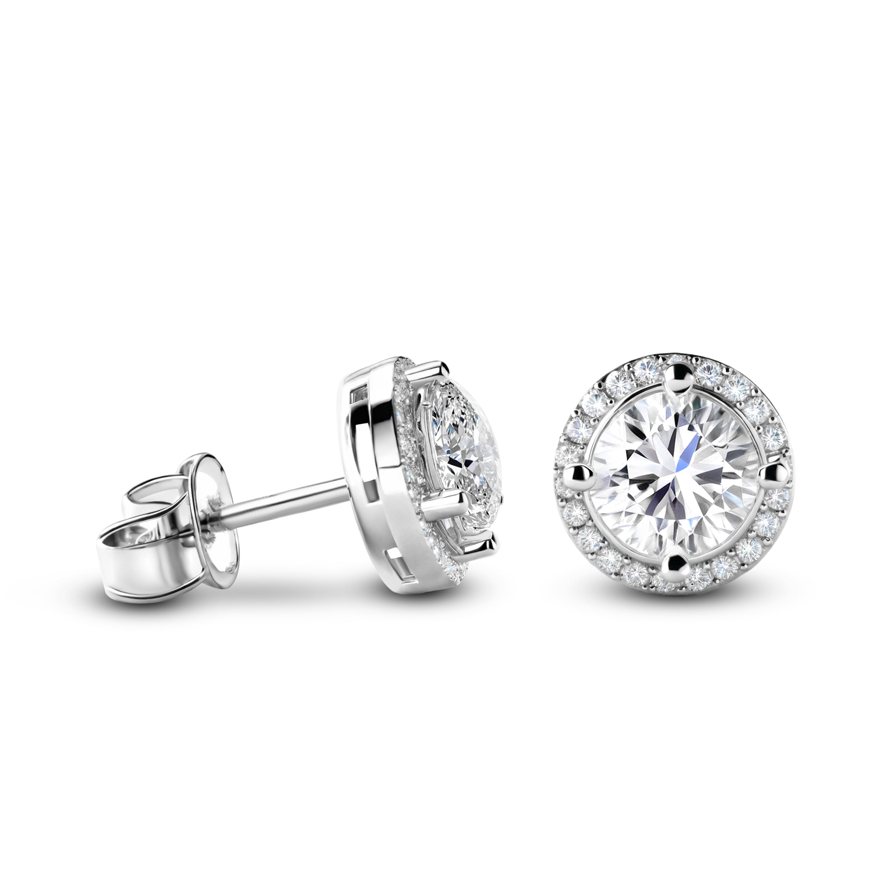 Eleanor Halo Moissanite Rose Gold Earrings