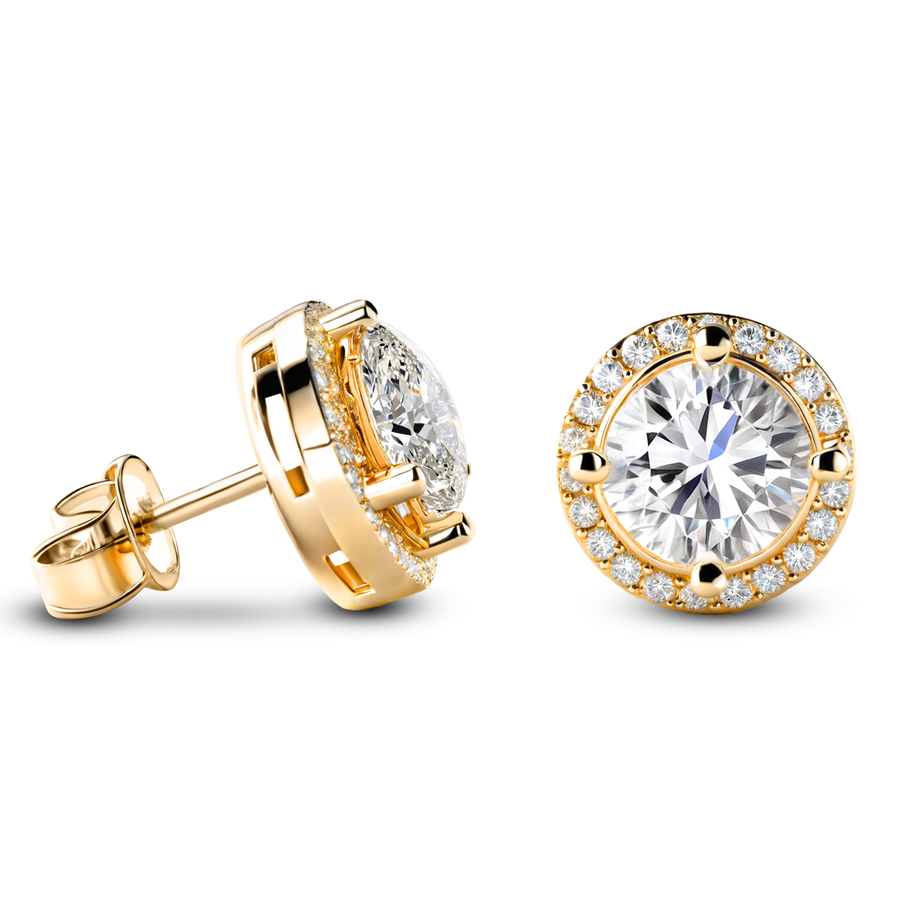 Eleanor Halo Moissanite Rose Gold Earrings
