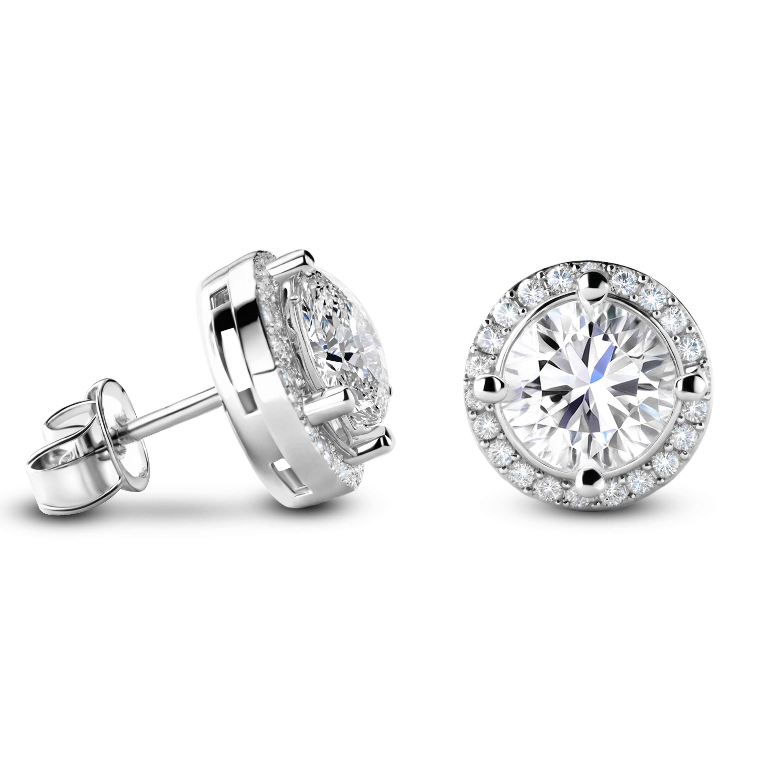 Eleanor Halo Moissanite Rose Gold Earrings