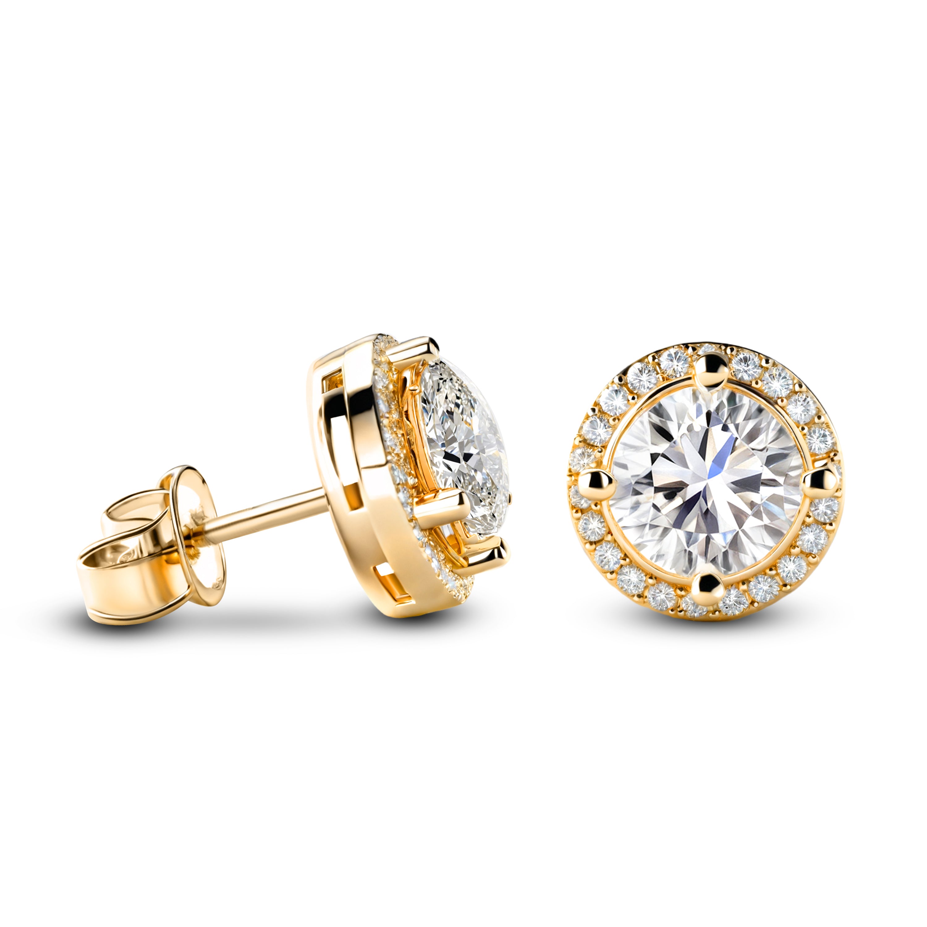 Eleanor Halo Moissanite Rose Gold Earrings