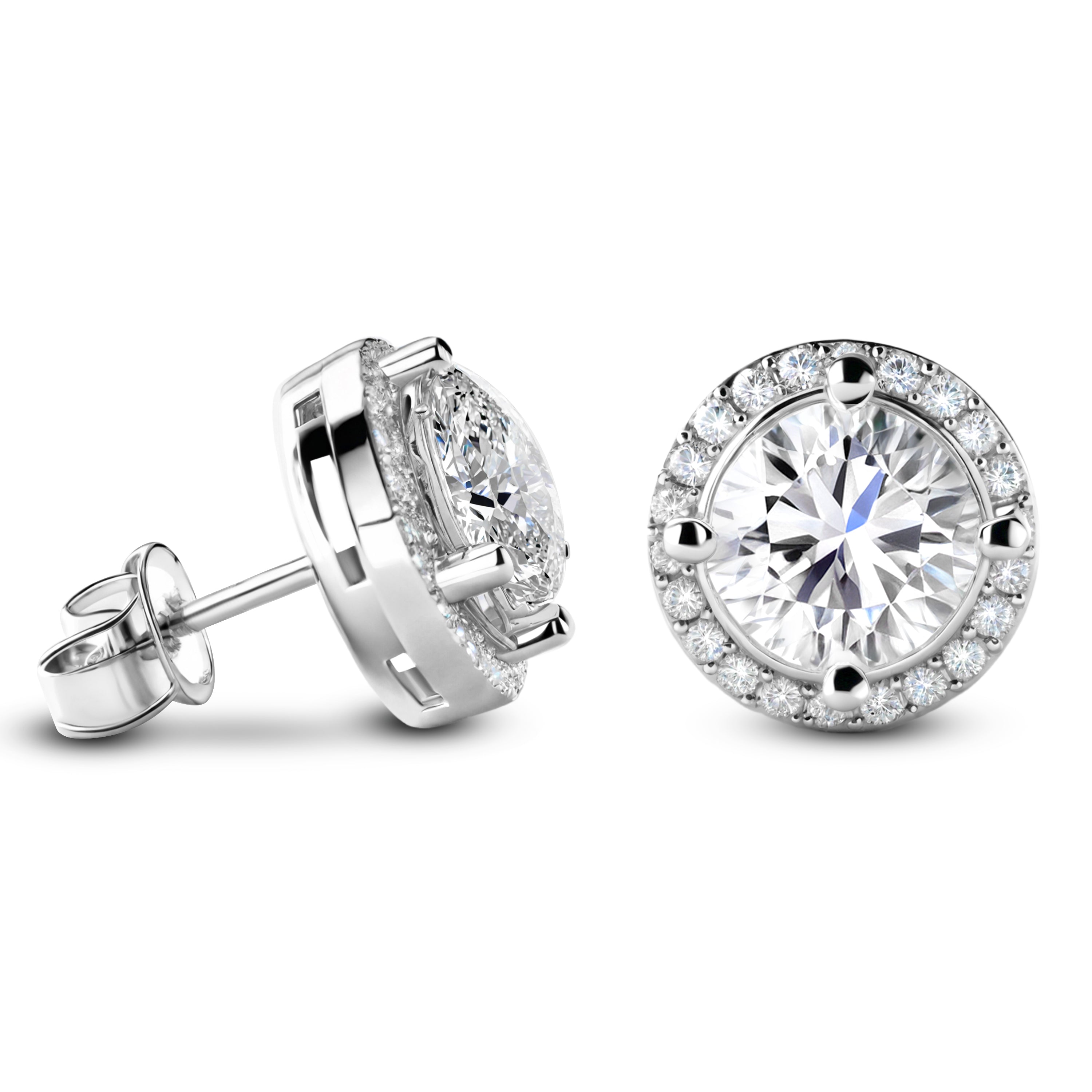 Eleanor Halo Moissanite Rose Gold Earrings
