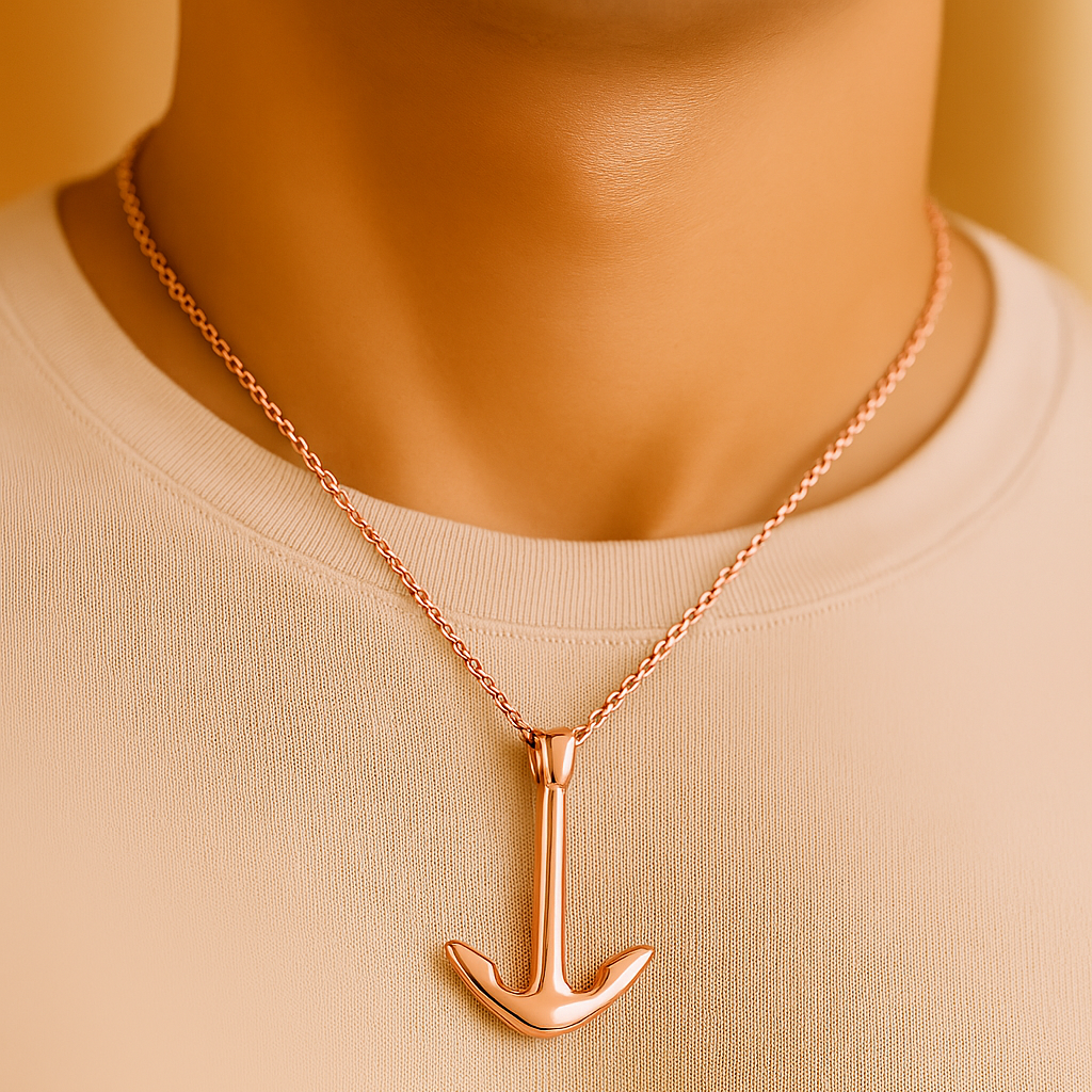 Men's Anchor Necklace - Stainless Steel