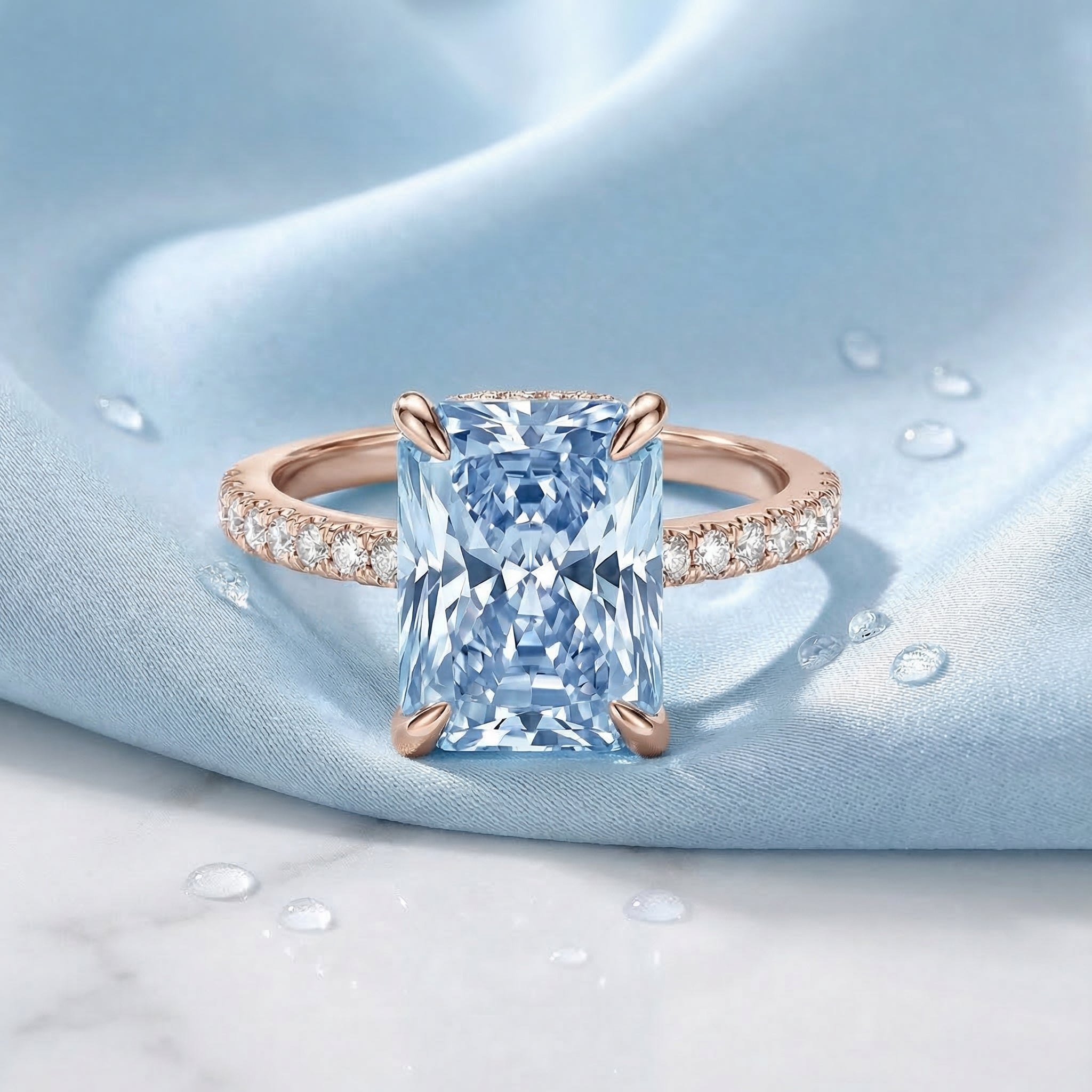 the-azurea-radiant-ring-s925-sterling-silver in rose gold finish