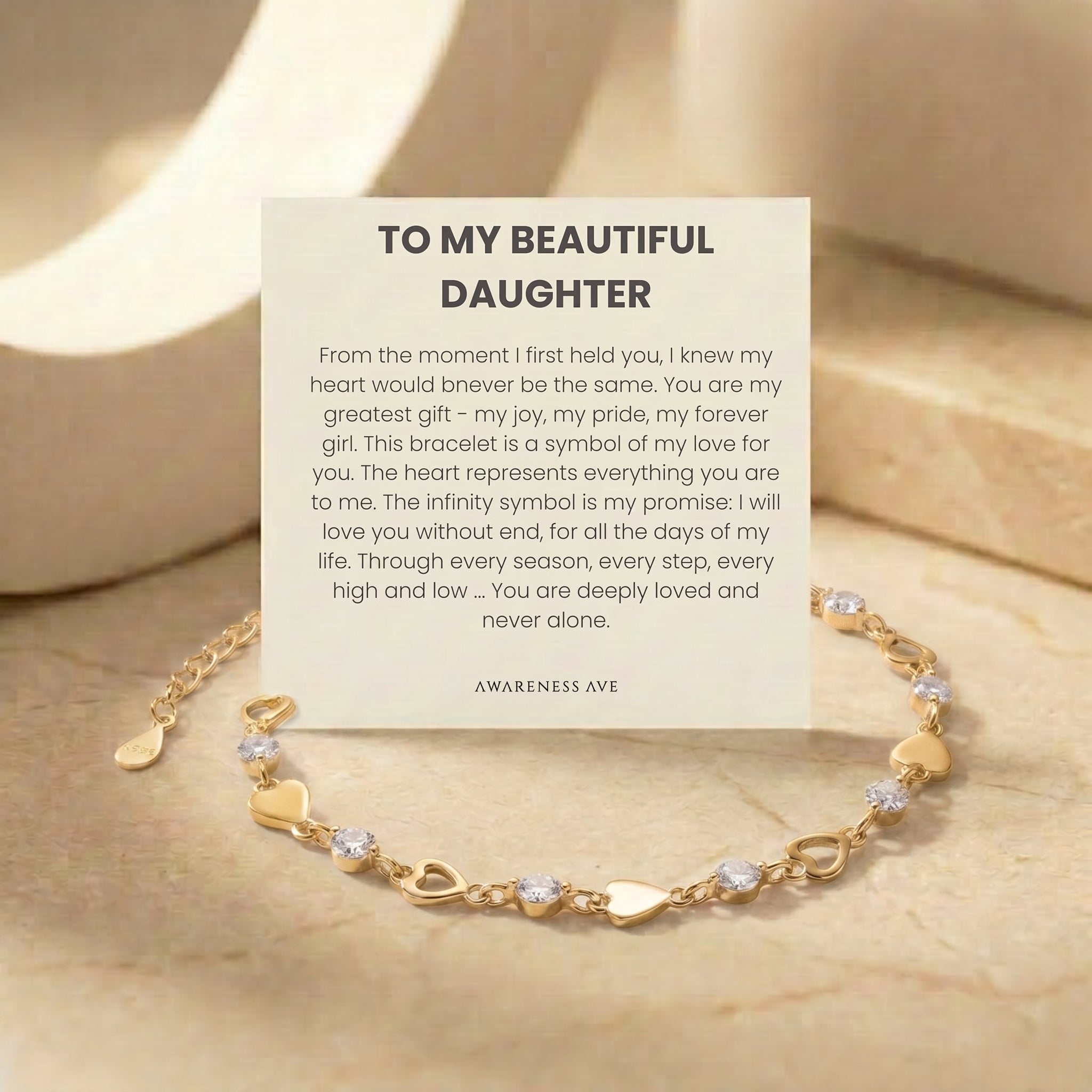 the-cherished-daughter-bracelet in gold finish