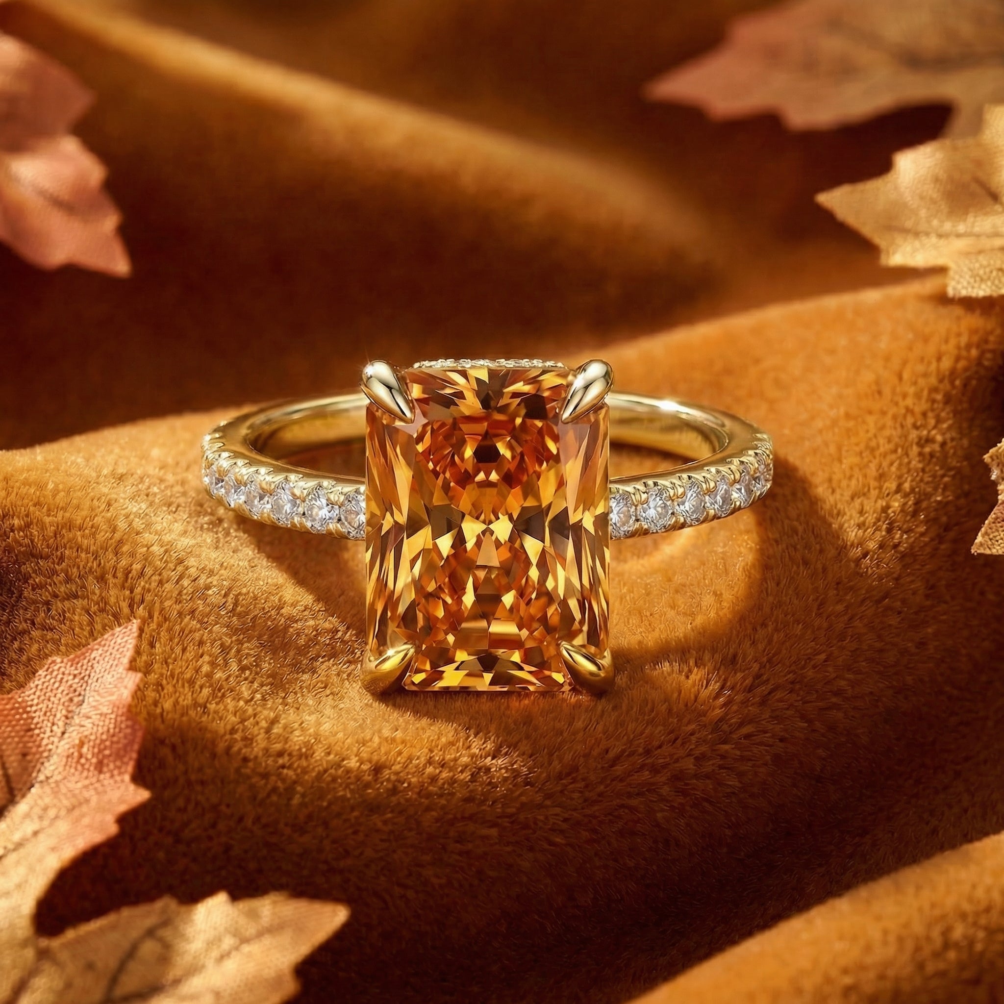 the-evandelle-radiant-ring-s925-sterling-silver in gold finish