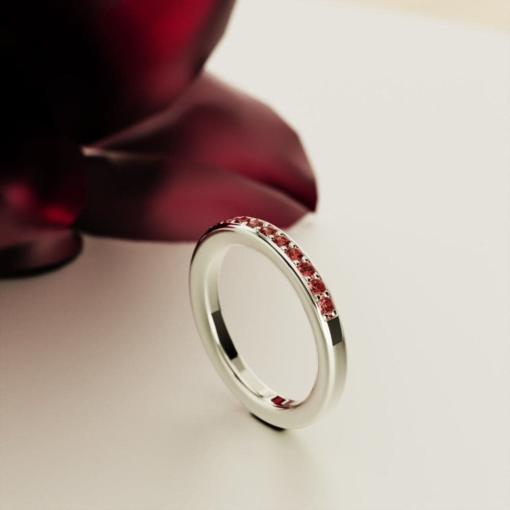 La Promesse : Bague Grenat Rouge Éternité - Argent Sterling S925
